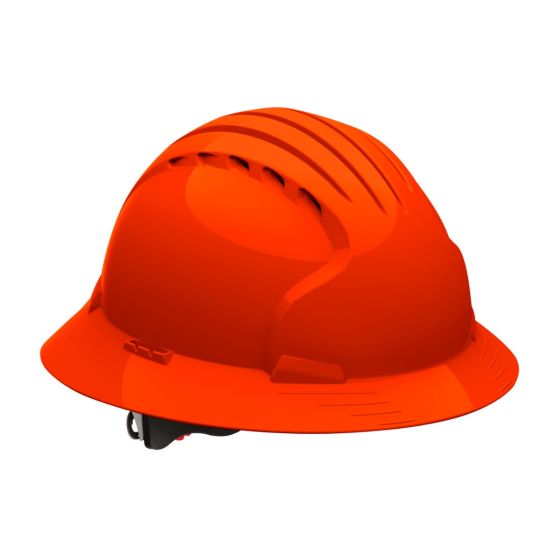 PIP® Evolution® Deluxe 6161 Vented Full Brim Hard Hat - HDPE Shell - 6-Point Polyester Suspension - Wheel Ratchet Adjustment - 280-EV6161V-OR - Neon Orange