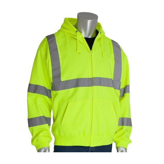 PIP® ANSI Type R Class 3 Hi-Viz Hooded Sweatshirt, Yellow