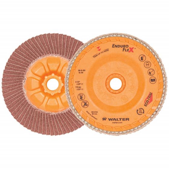 Walter Enduro-Flex Stainless Flap Disc, 4-1/2" Diameter, 80 Grit
